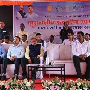 Shri Nitesh Rane, Hon’ble Minister for Fisheries, Government of Maharashtra, laid the foundation stone to establish multi-species hatchery with ICAR-CIBA technical support for seabass seed production at Sindhudurg district of Maharashtra